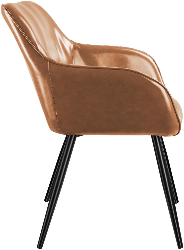 4er Set Stuhl Marilyn Kunstleder, schwarze Stuhlbeine - braun/schwarz Bild 1