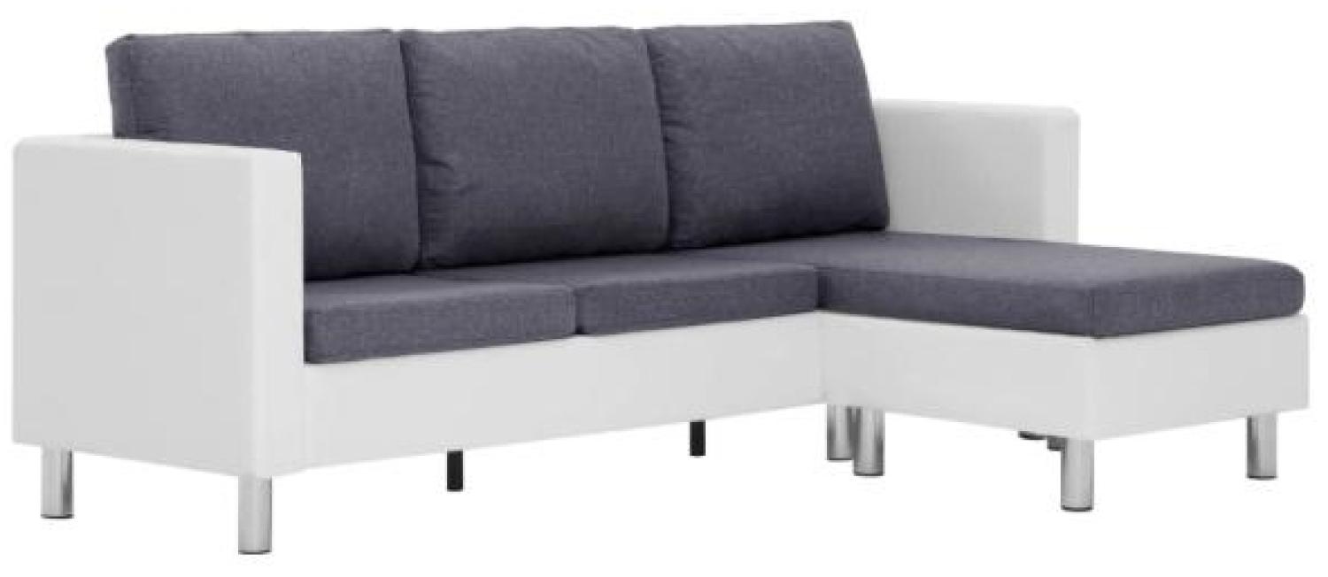vidaXL 3-Sitzer-Sofa mit Kissen Weiß Kunstleder [282203] Bild 1
