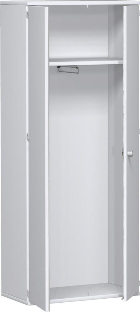 Garderobenschrank mit ausziehbarem Garderobenhalter, 80x42x192cm, Weiß Bild 1