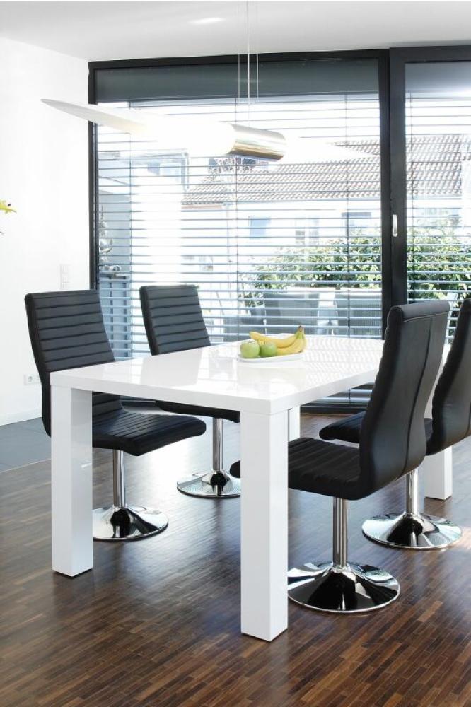 Tisch mit Stühlen Essgruppe 5 tlg. 160x90 cm Weiß und Schwarz Bild 1