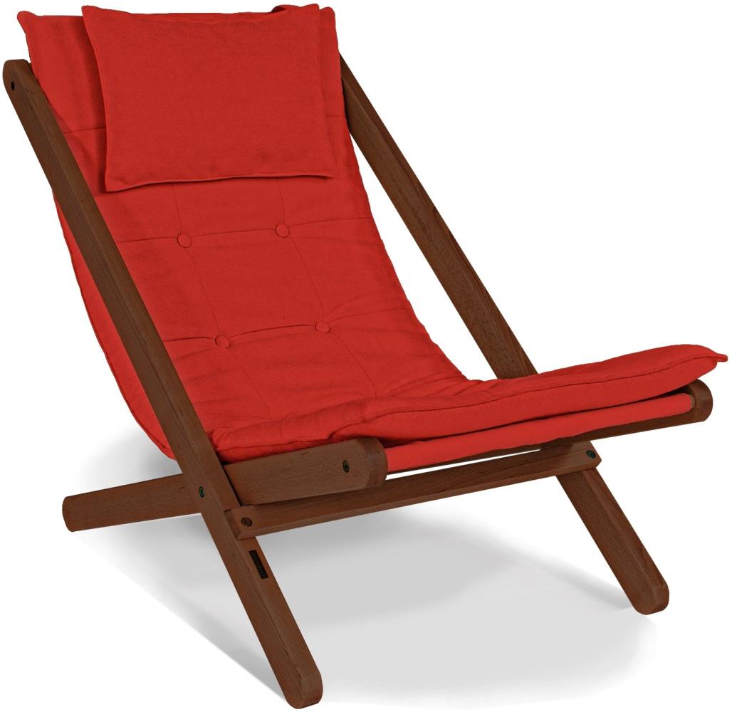 Marior HOME 'ALLEGRO' Liegestuhl mit weichem Sitzpolster, Nussbaum, Rot Bild 1