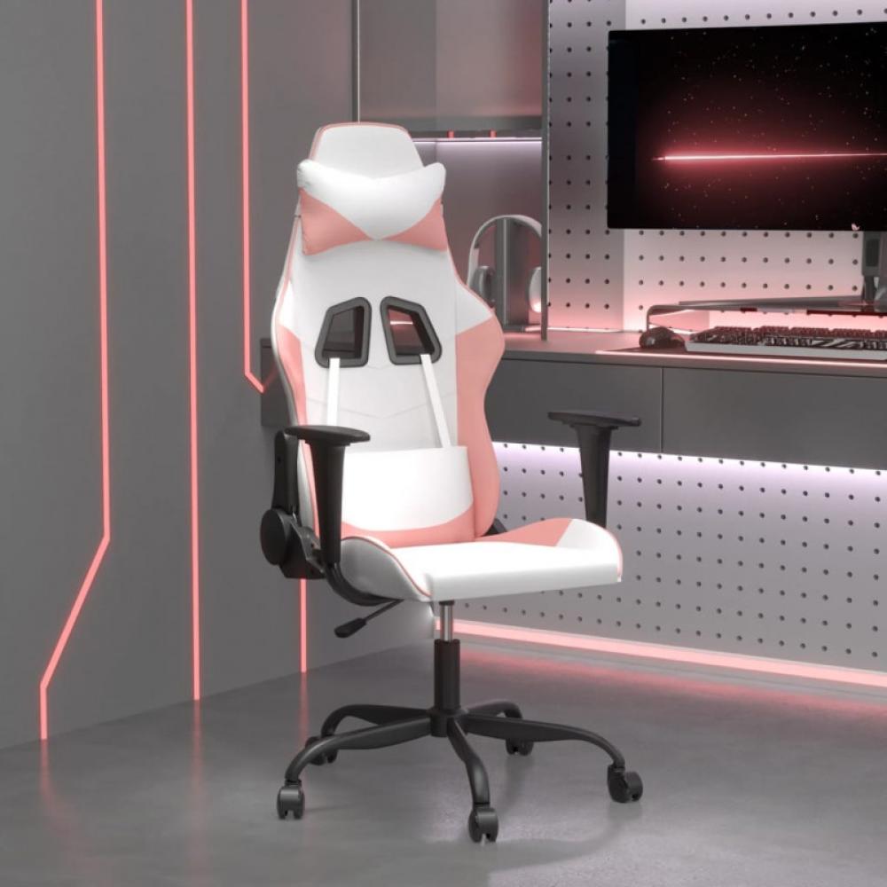 Gaming-Stuhl mit Massagefunktion Weiß und Rosa Kunstleder (Farbe: Rosa) Bild 1
