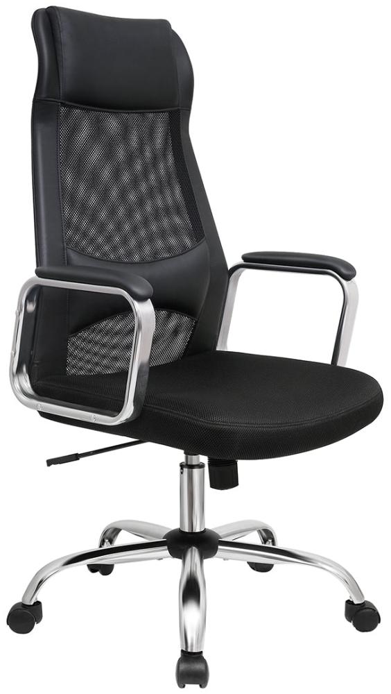 SONGMICS Bürostuhl mit Netzbespannung, ergonomischer Computerstuhl, atmungsaktive Rückenlehne, mit Kopf- und Lendenstütze, höhenverstellbar, bis 120 kg belastbar, schwarz OBN33BK Bild 1