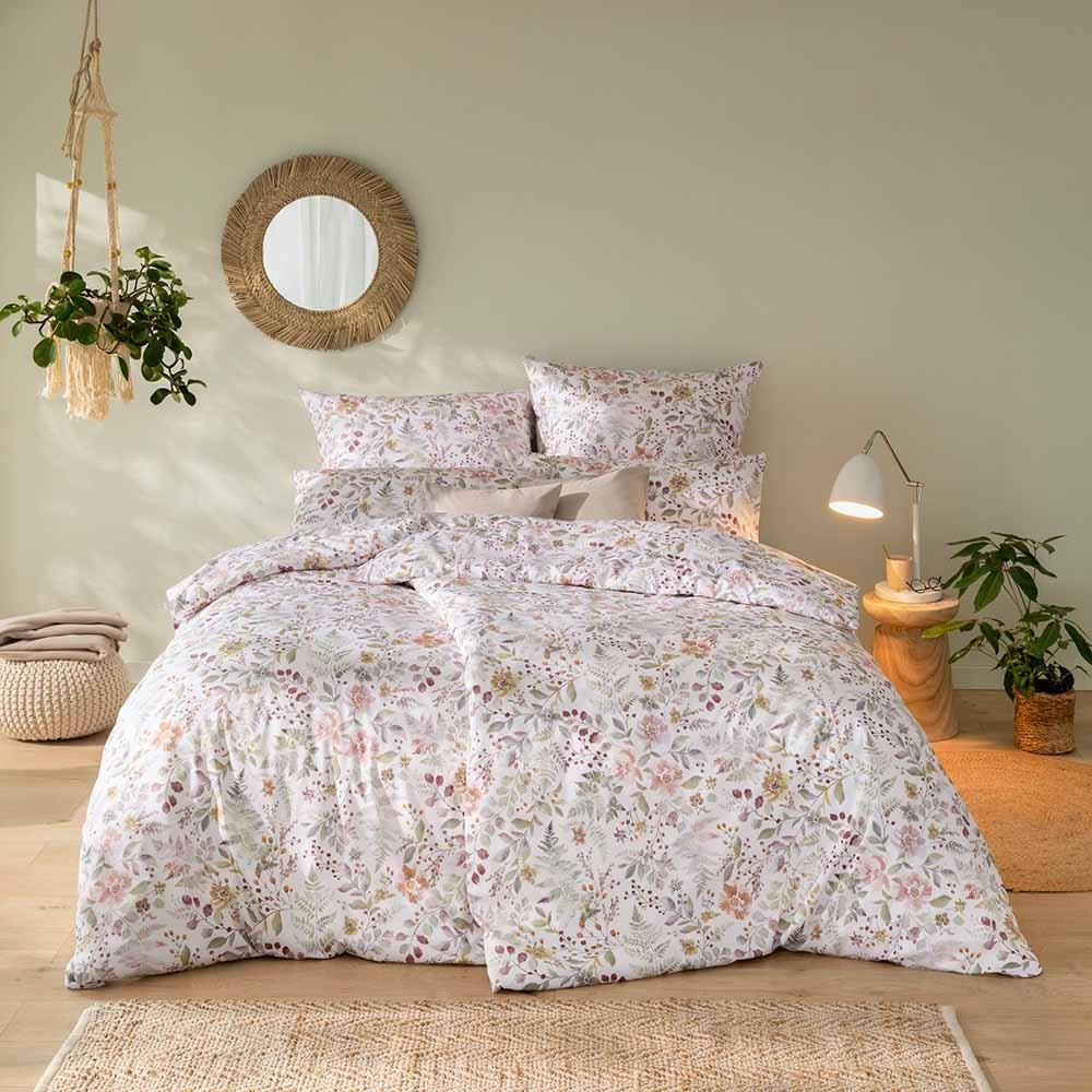 Estella Schweizer Premium Satin Bettwäsche 155x220 Clara Blüten Zweige natur 2175-985 Bild 1