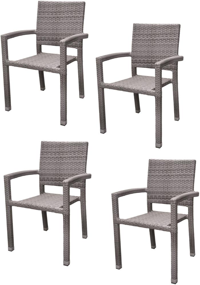 4x KONWAY® PORTO Stapelsessel Granit Premium Polyrattan Garten Sessel Stuhl Set Bild 1