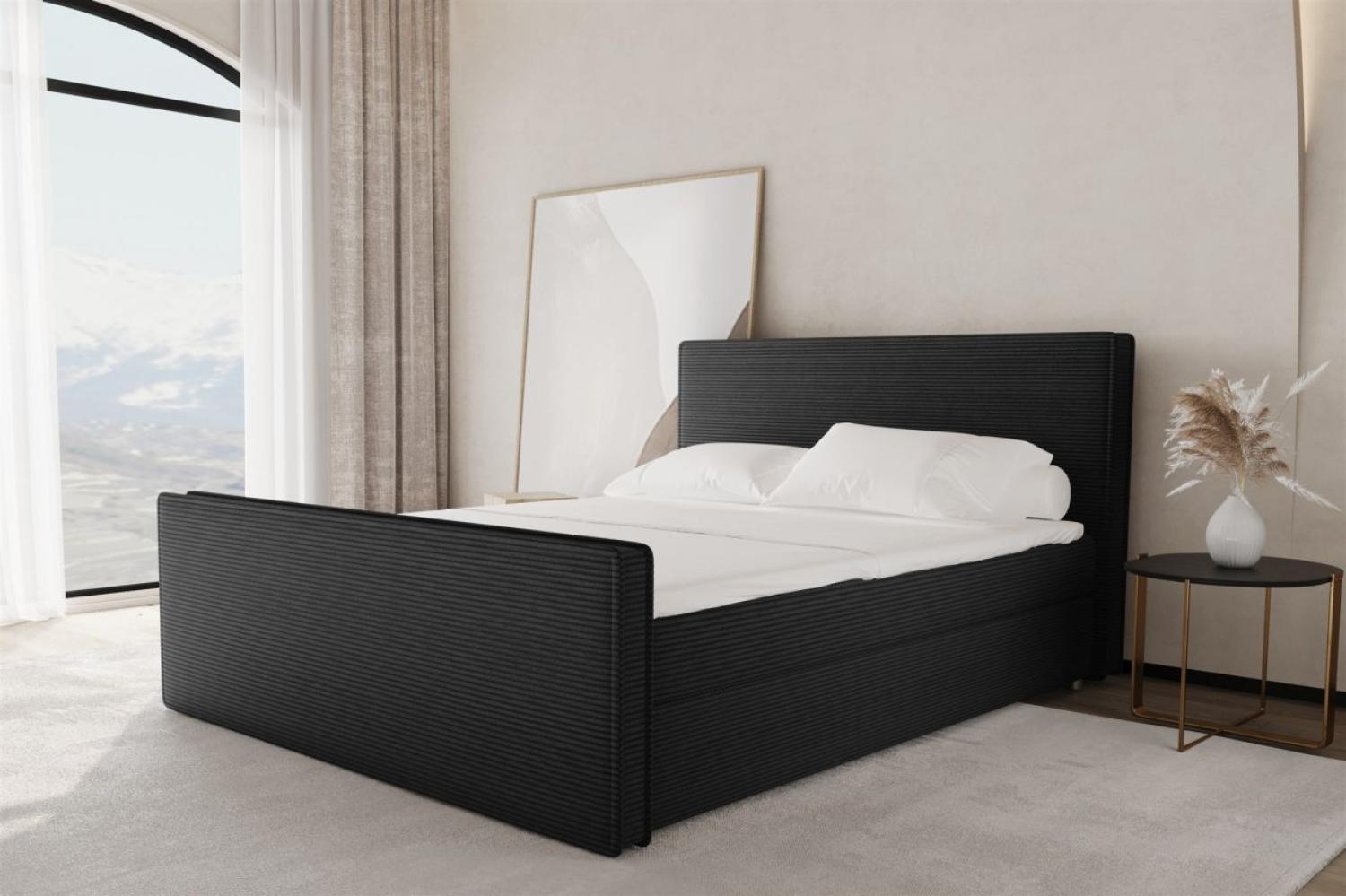 Boxspringbett Schlafzimmerbett CELES 120x200cm Stoff Poso Schwarz Bild 1