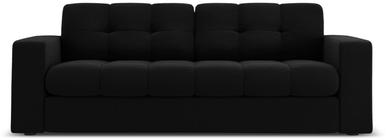Micadoni 2-Sitzer Samtstoff Sofa Justin | Bezug Black | Beinfarbe Black Plastic Bild 1