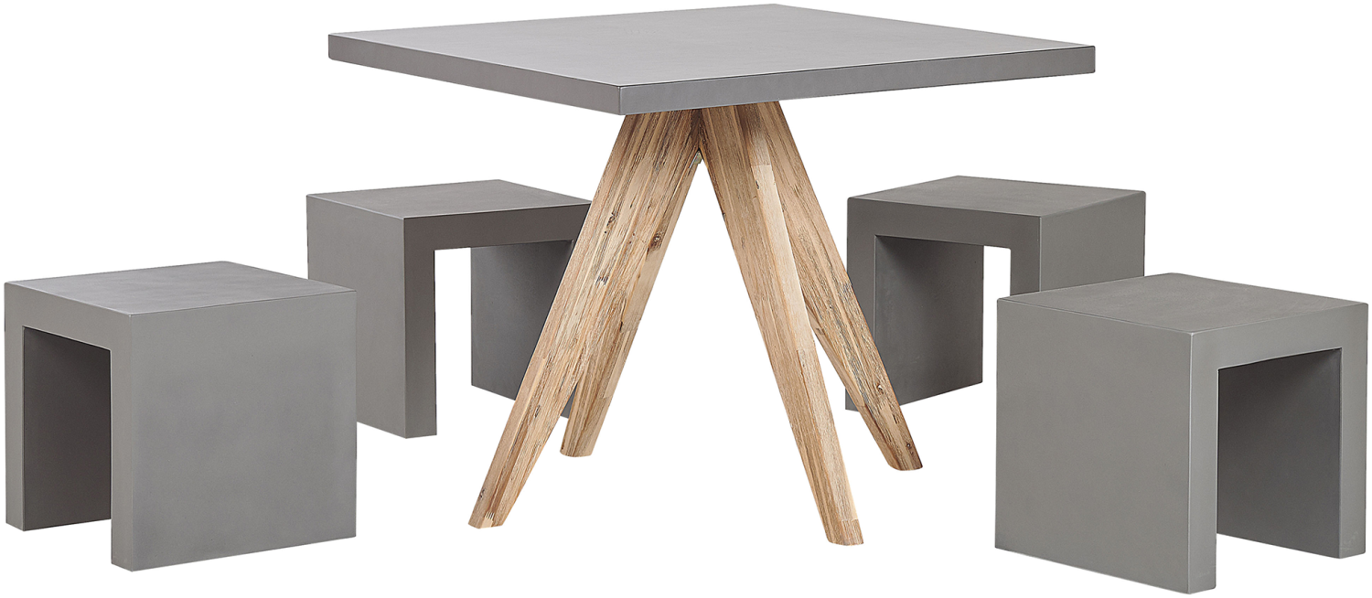 Gartenmöbel Set Faserzement grau 4-Sitzer Tisch quadratisch OLBIA TARANTO Bild 1