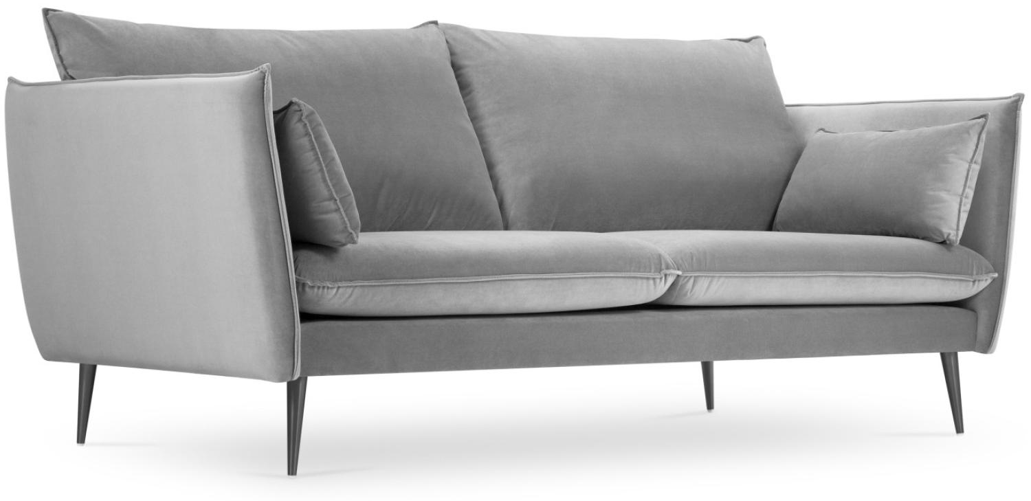 Micadoni 4-Sitzer Samtstoff Sofa Agate | Bezug Light Grey | Beinfarbe Black Metal Bild 1