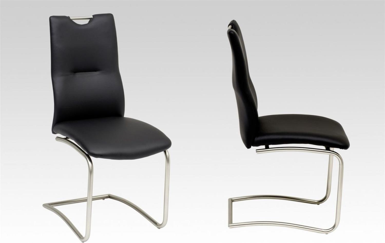Esszimmerstühle Stühle Freischwinger 4er Set MAURI Kunstleder Schwarz Bild 1