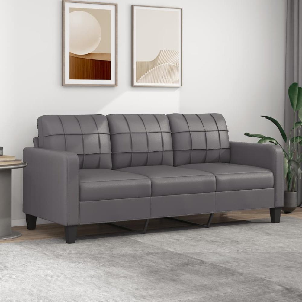 vidaXL 3-Sitzer-Sofa Grau 180 cm Kunstleder Bild 1