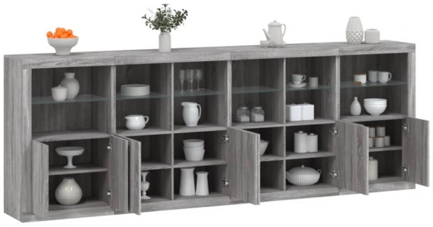 Sideboard mit LED-Leuchten Grau Sonoma 283x37x100 cm (Farbe: Grau) Bild 1