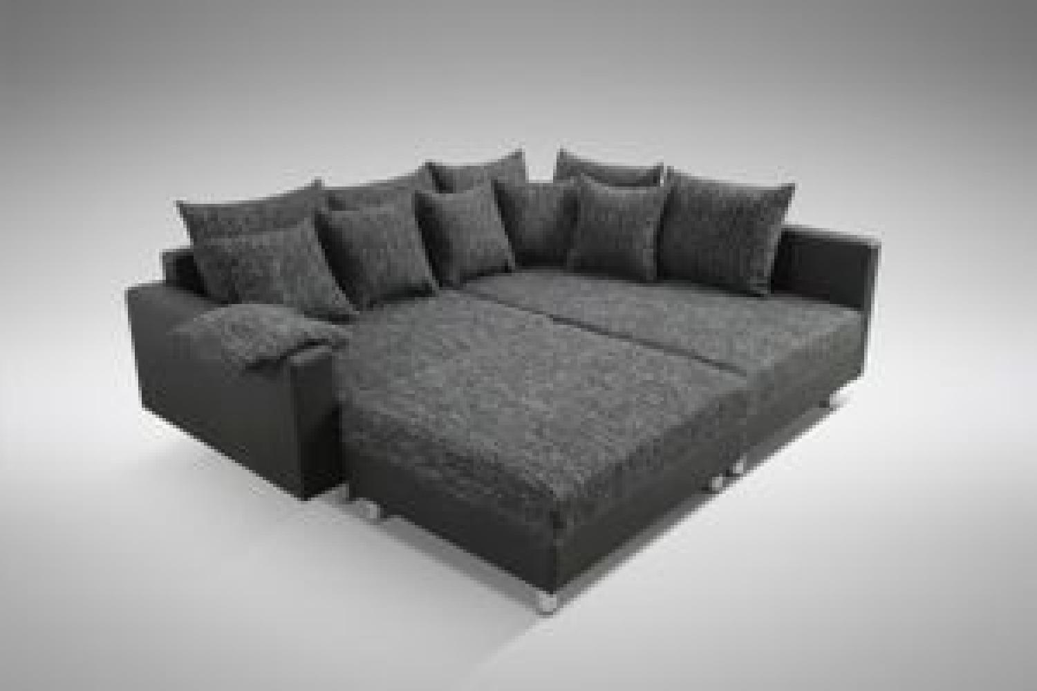 Modernes Sofa Couch Ecksofa Eckcouch in schwarz Eckcouch mit Hocker - Minsk R Bild 1