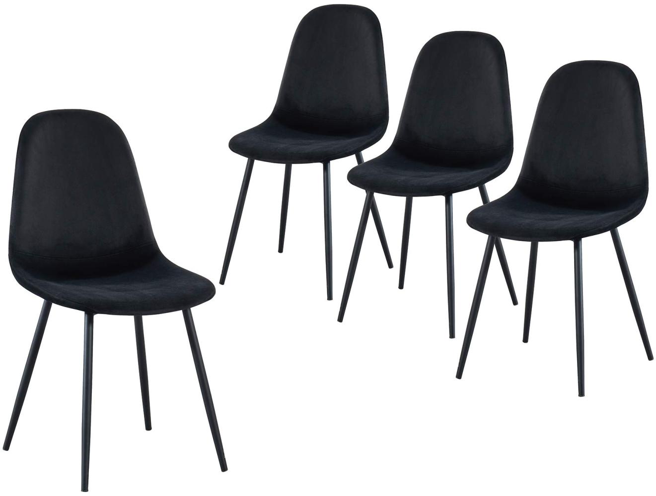 BAÏTA Lena 4 Stühle, Samt, Schwarz, h86cm Bild 1