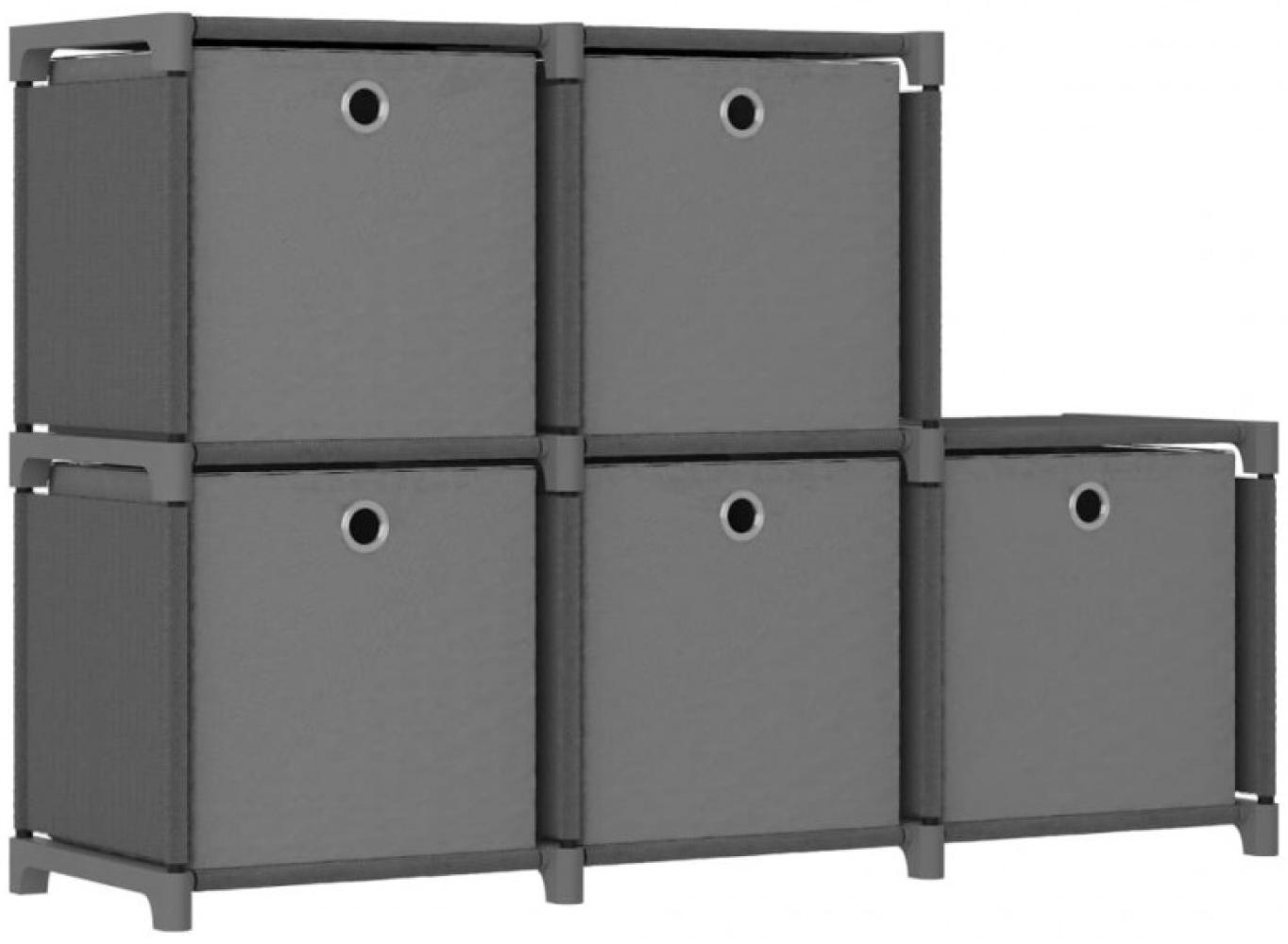 Würfel-Regal mit Boxen 5 Fächer Grau 103x30x72,5 cm Stoff Bild 1