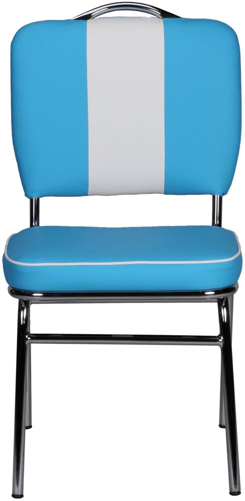 KADIMA DESIGN Retro Esszimmerstuhl im 50er-Jahre Diner Style - Bequemer Sitz und stylische Optik in einem praktischen Möbelstück. Farbe: Blau Bild 1