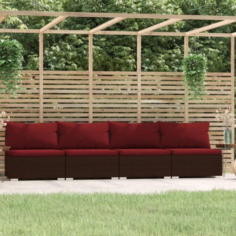 4-Sitzer-Sofa mit Kissen Braun Poly Rattan (Farbe: Braun) Bild 1