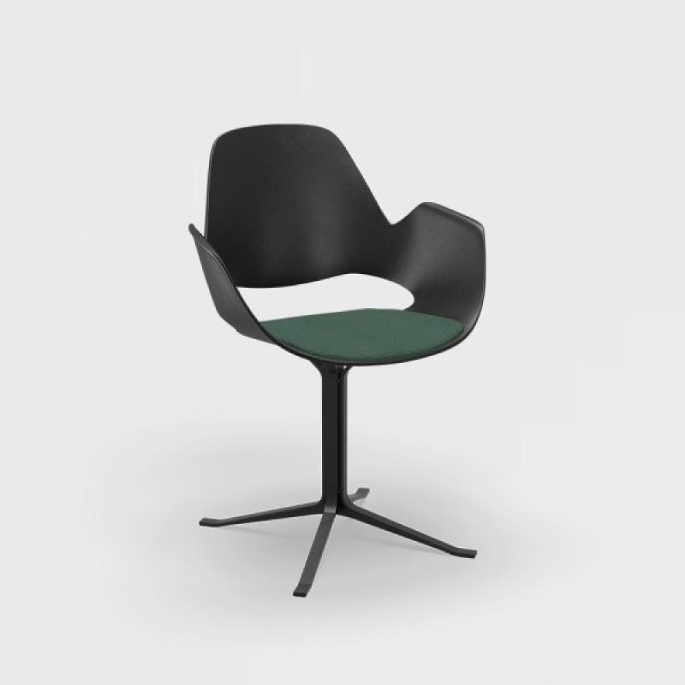 Stuhl mit Armlehne FALK schwarz Kolumne aus Pulverbeschichteter schwarzer Stahl Sitzpolster duneklgrün Bild 1