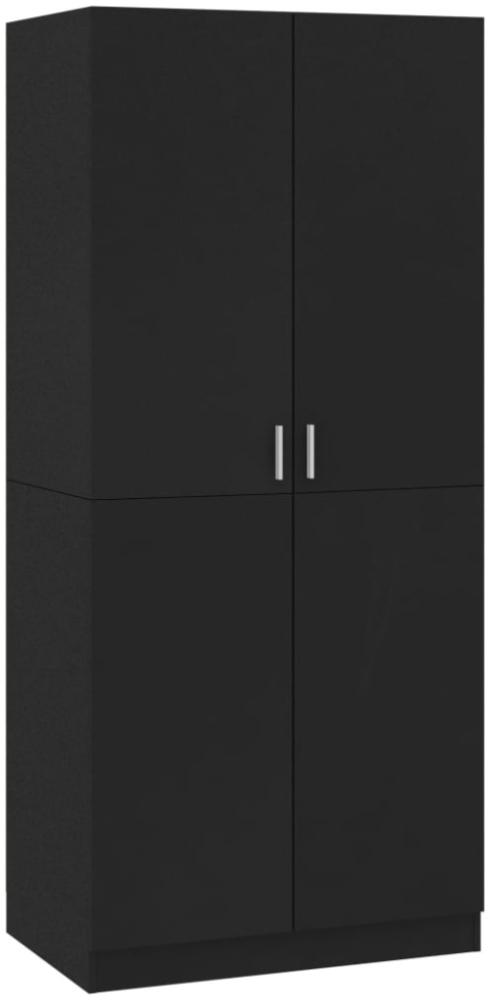 Kleiderschrank, Spanplatte Schwarz, 80×52×180 cm Bild 1