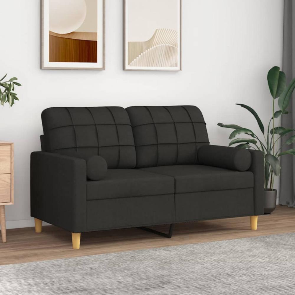 2-Sitzer-Sofa mit Zierkissen Schwarz 120 cm Stoff (Farbe: Schwarz) Bild 1