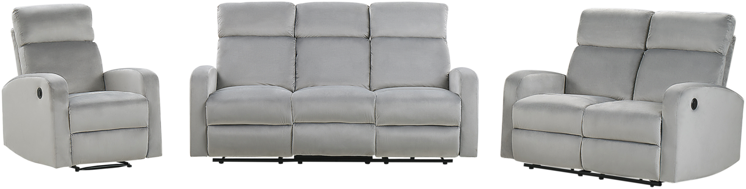 Sofa Set Samtstoff hellgrau 6-Sitzer manuell verstellbar VERDAL Bild 1