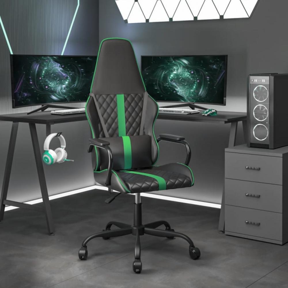 Gaming-Stuhl mit Massagefunktion Grün und Schwarz Kunstleder (Farbe: Grün) Bild 1