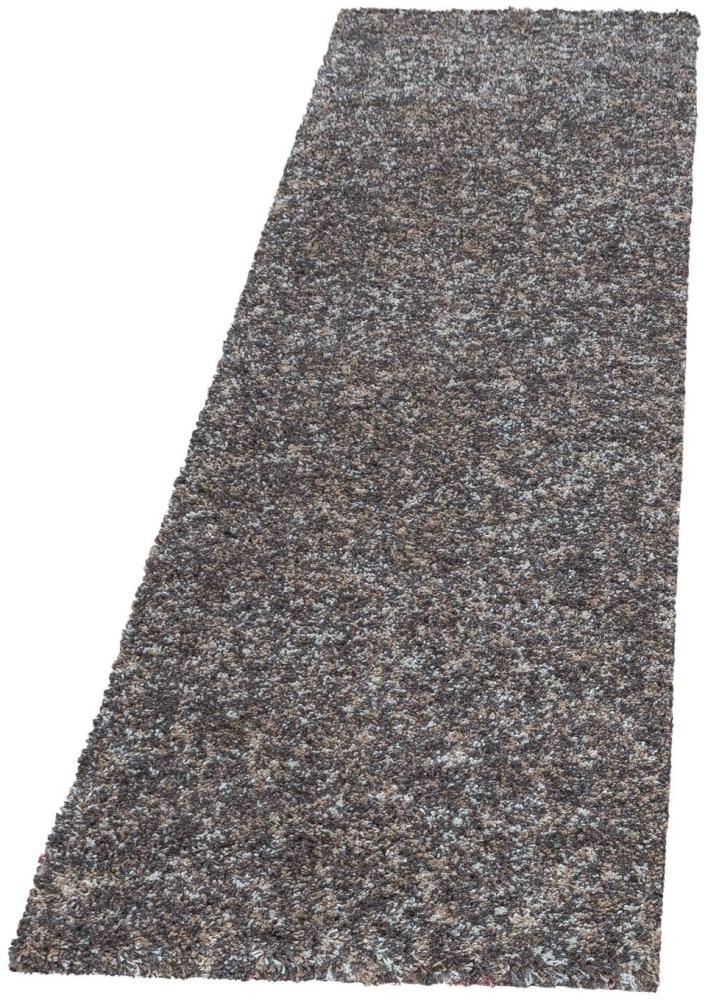 Hochflor Teppich Enrico Läufer - 80x250 cm - Taupe Bild 1
