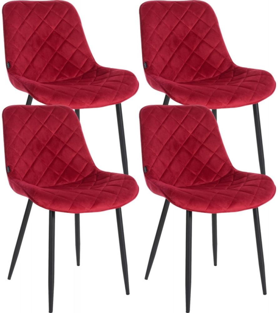 4er Set Stühle Springs Samt (Farbe: rot) Bild 1