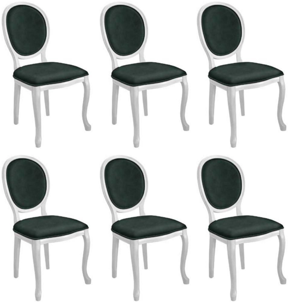 Casa Padrino Barock Esszimmerstuhl Set Grün / Weiß - 6 Handgefertigte Küchen Stühle im Barockstil - Barock Esszimmer Möbel Bild 1