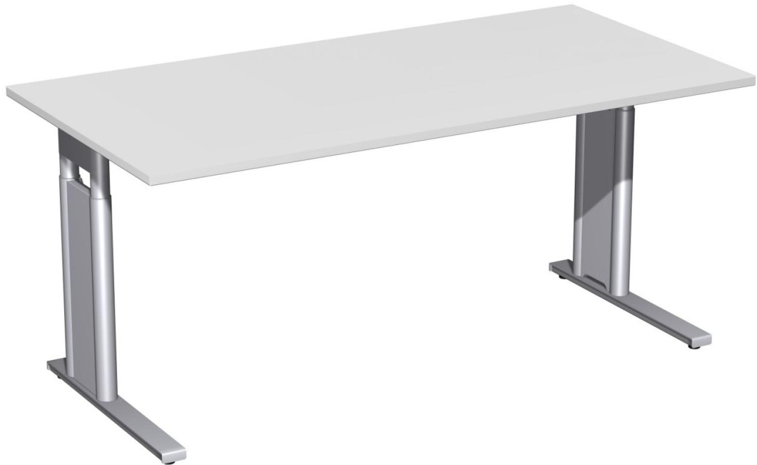 Schreibtisch 'C Fuß Pro' höhenverstellbar, 160x80cm, Lichtgrau / Silber Bild 1