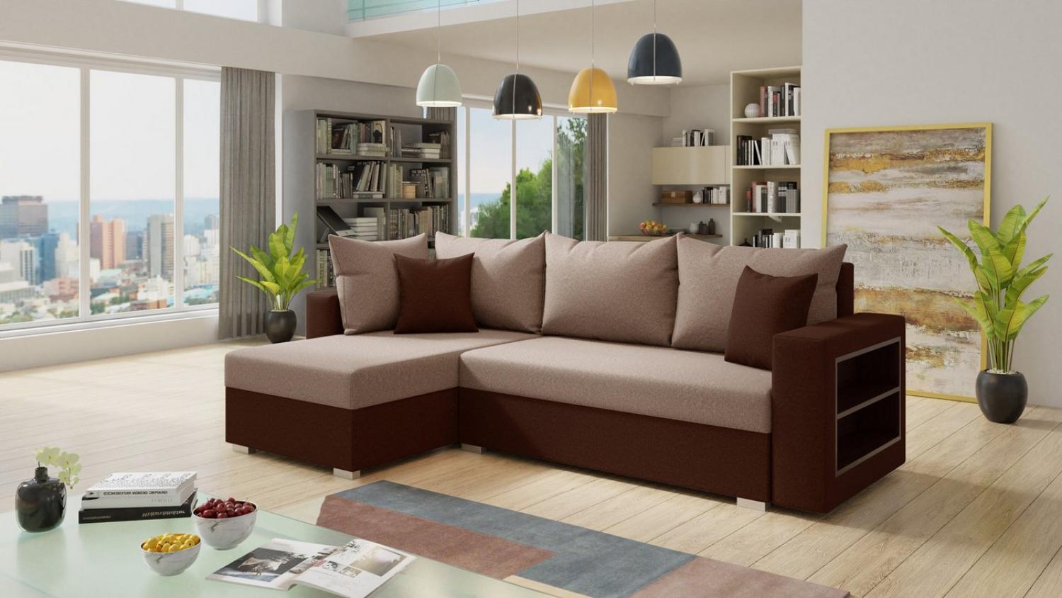 Sofnet Ecksofa Lord, mit Schlaffunktion und Bettkasten, L-Form Couch, Schlafsofa mit Regal Bild 1