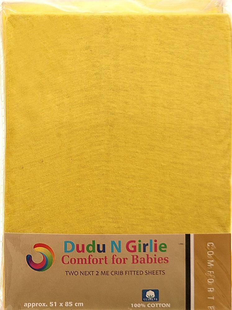 Dudu N Girlie Next2Me Baumwoll-Jersey-Spannbettlaken, 51 x 85 cm, 2-teilig, Gelb Bild 1