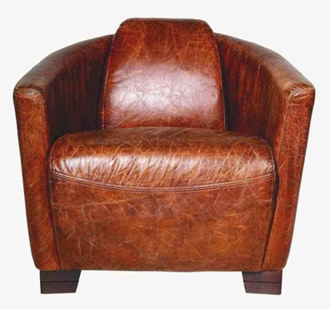 Art Deco Echtleder Sessel Ebony Leder / Ciger - Braun - Clubsessel - Lounge Sessel Bild 1