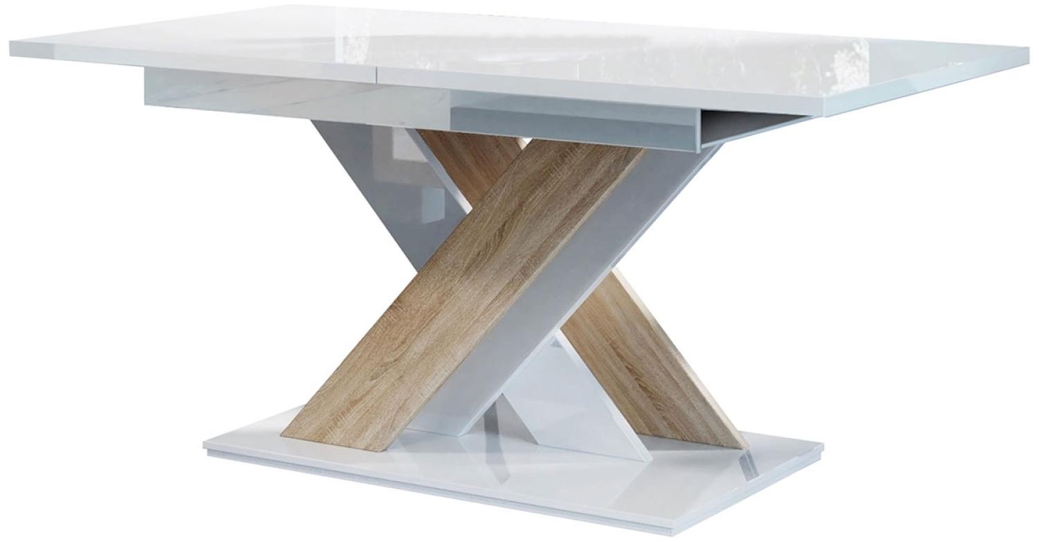 Tisch Hubara (Weiß Hochglanz / Sonoma Eiche) Bild 1