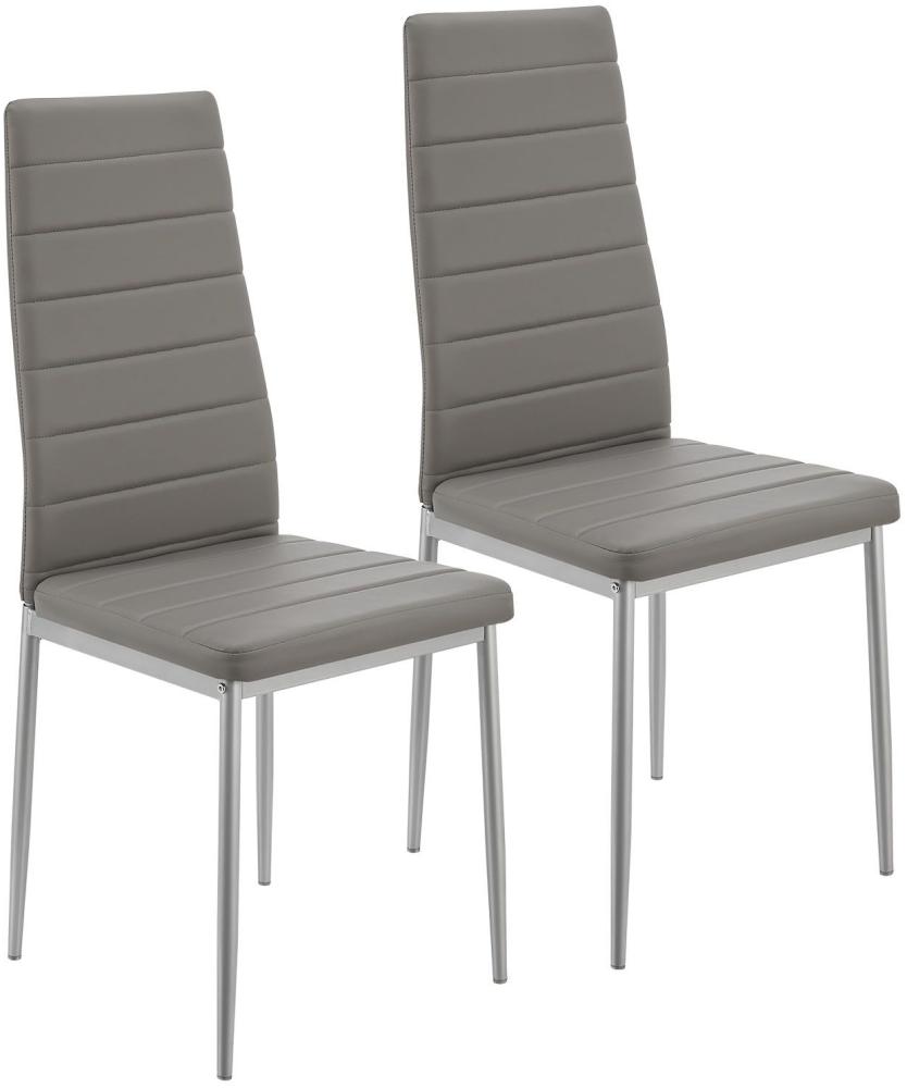 Juskys Esszimmerstühle Loja Stühle 2er Set Esszimmerstuhl - Küchenstühle mit Kunstleder Bezug - hohe Lehne stabiles Gestell - Stuhl in Grau Bild 1