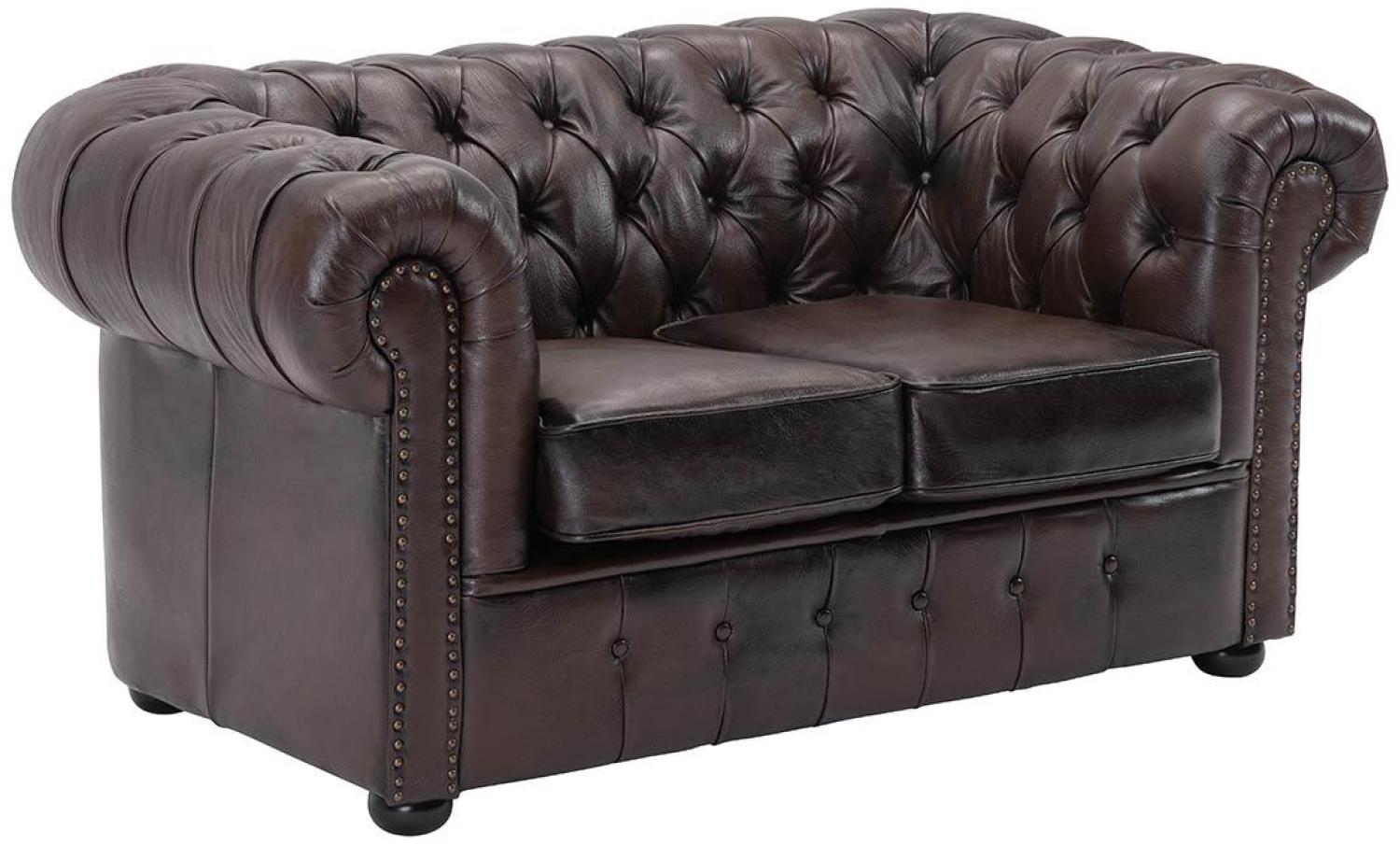 2-Sitzer Sofa 'Chesterfield', Leder braun 156 cm Bild 1