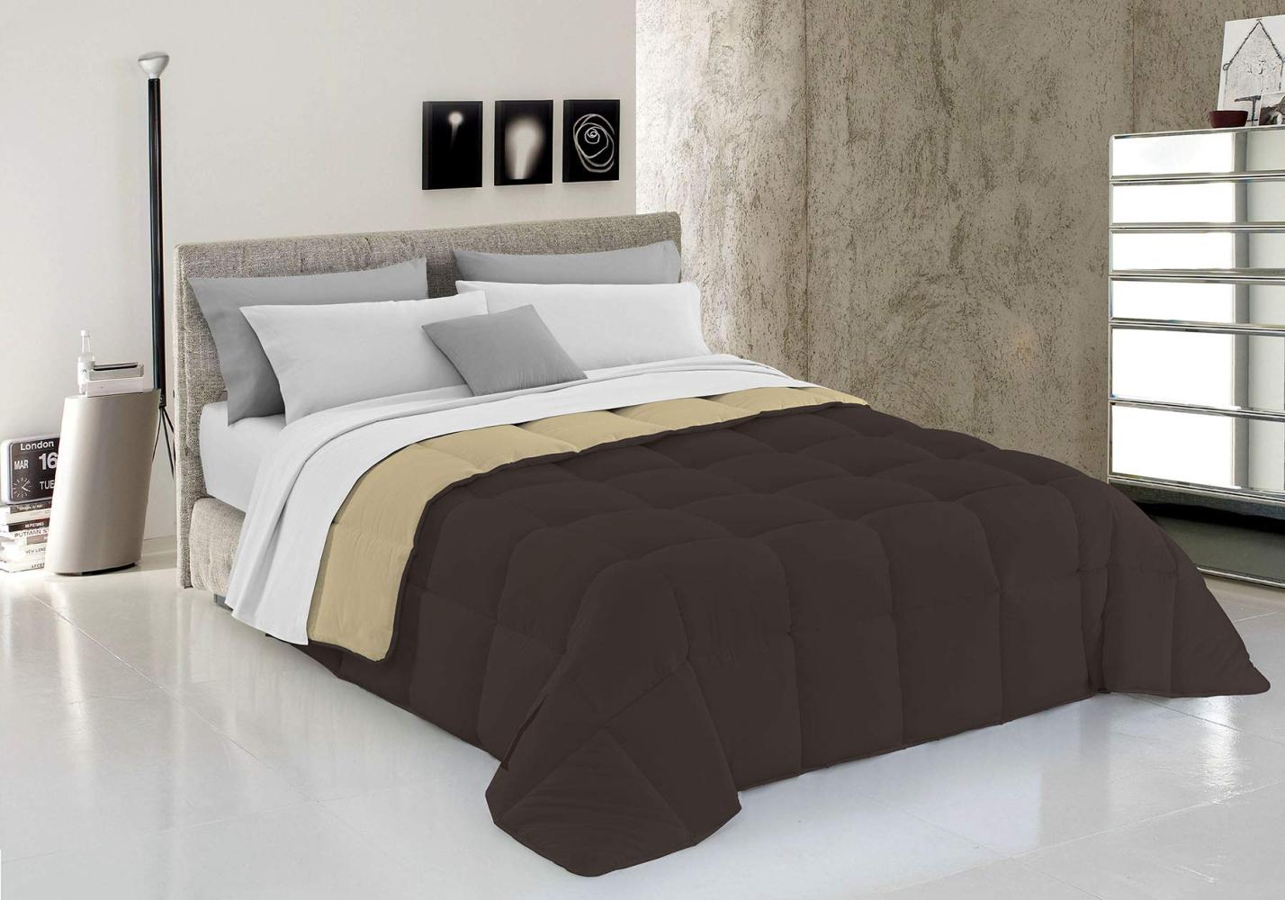 Italian Bed Linen Wintersteppdecke Elegant, Mikrofaser, Braun/Creme, 170x260cm Bild 1