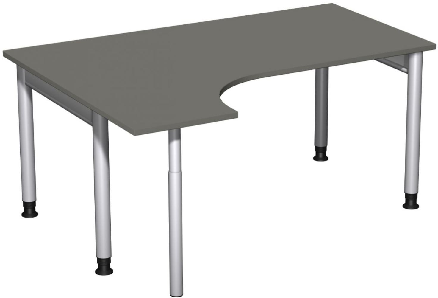 PC-Schreibtisch '4 Fuß Pro' links, höhenverstellbar, 160x120cm, Graphit / Silber Bild 1
