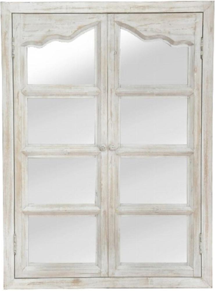 Casa Padrino Landhausstil Wandspiegel mit 2 Klapptüren Antik Weiß 63 x 4 x H. 86 cm - Spiegel im Fenster-Look Bild 1