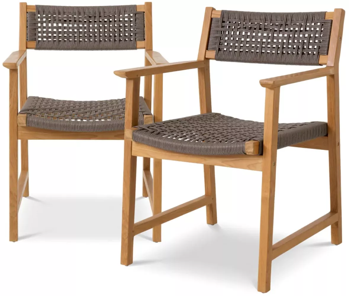 EICHHOLTZ OUTDOOR Dining Chair Cancun Teak Set von 2 Stk. Bild 1