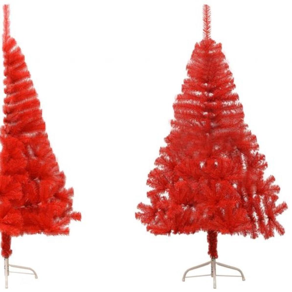 Künstlicher Halb-Weihnachtsbaum mit Ständer Rot 120 cm PVC Bild 1