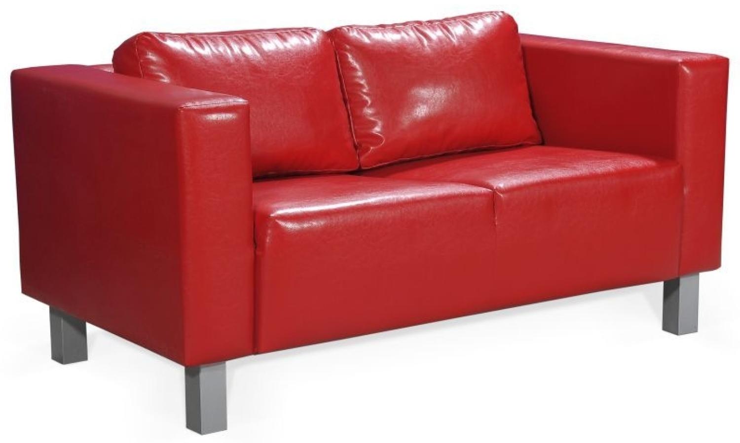 Sofa Designersofa MAILAND 2-Sitzer in Kunstleder Rot Bild 1