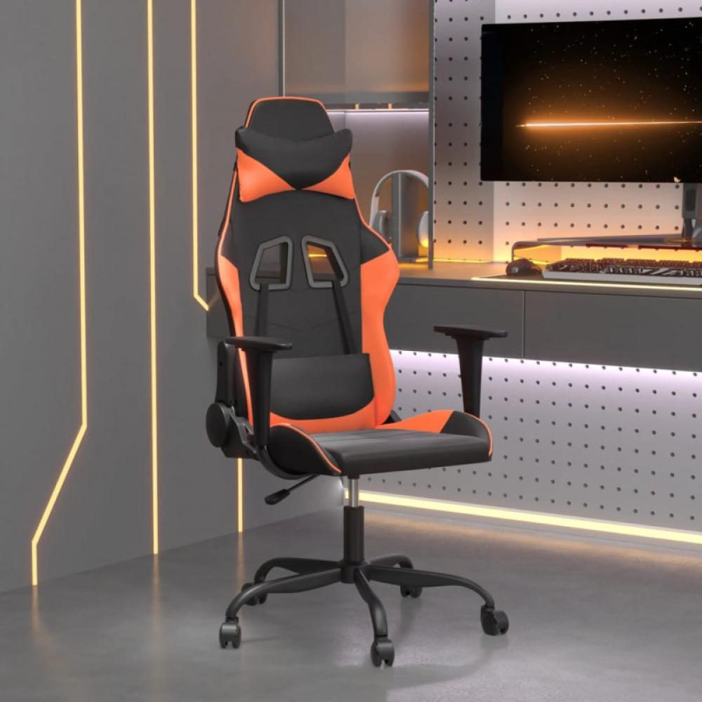 Gaming-Stuhl mit Massagefunktion Schwarz und Orange Kunstleder (Farbe: Orange) Bild 1