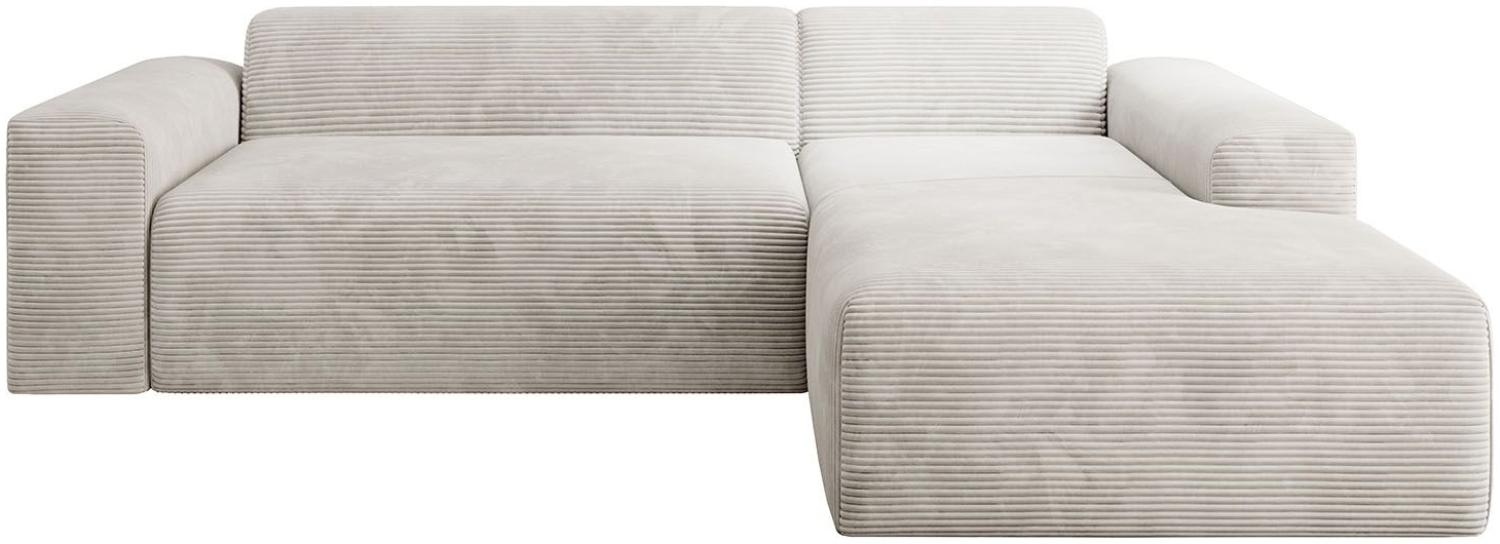 Juskys Sofa Vals Rechts mit PESO Stoff - L-Form Couch für Wohnzimmer - Ecksofa modern, bequem, klein - Eckcouch Sitzer - Cordsofa Beige Bild 1