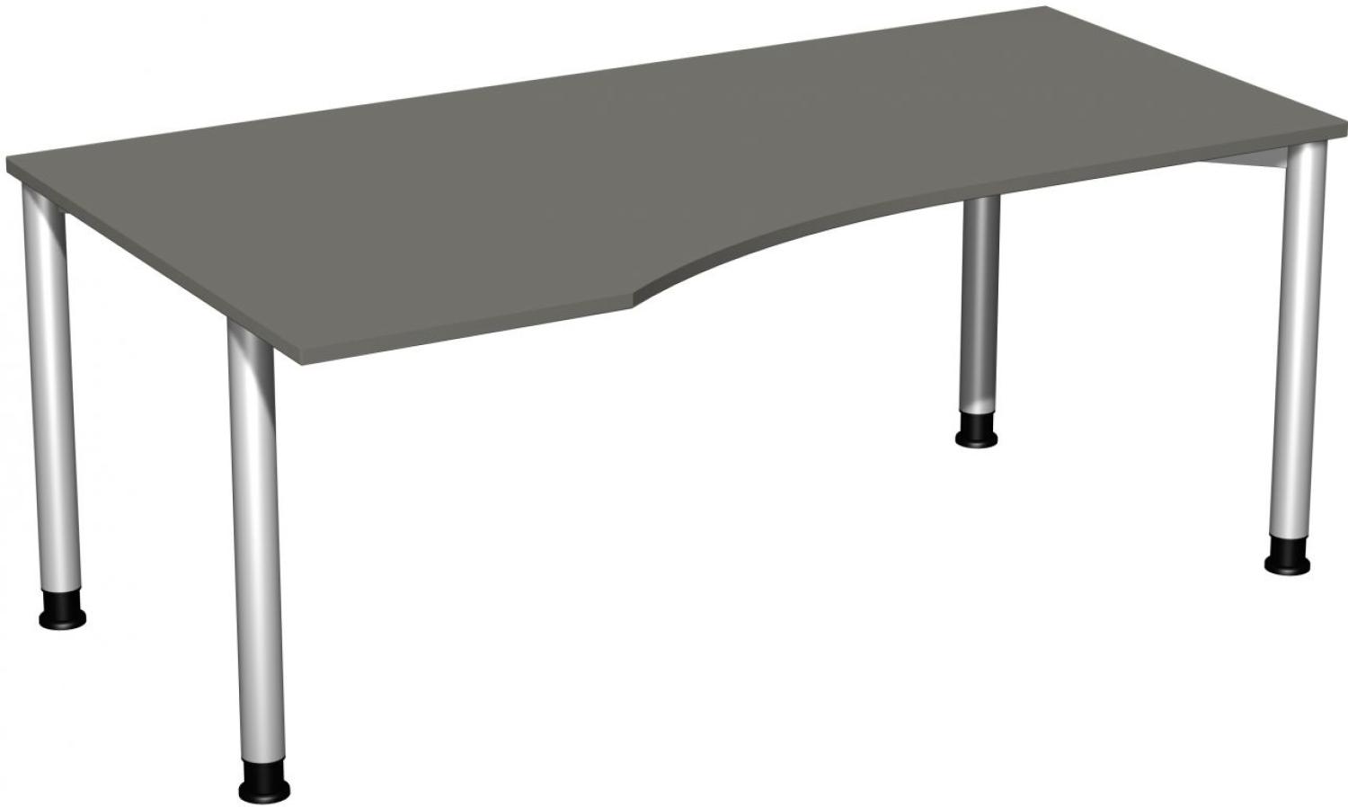 PC-Schreibtisch '4 Fuß Flex' links, höhenverstellbar, 180x100cm, Graphit / Silber Bild 1