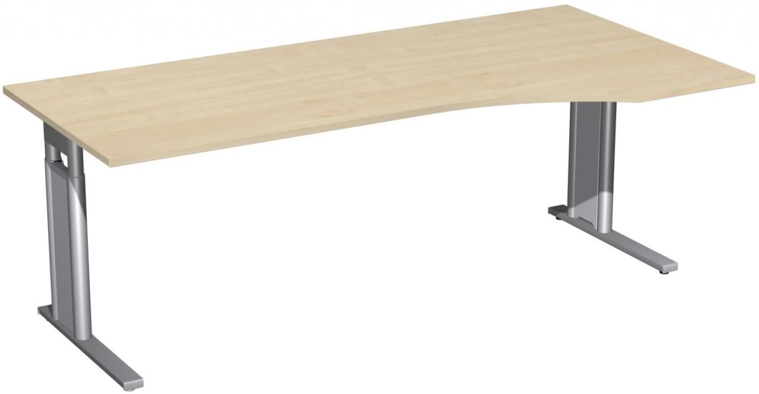 PC-Schreibtisch rechts, höhenverstellbar, 200x100cm, Ahorn / Silber Bild 1