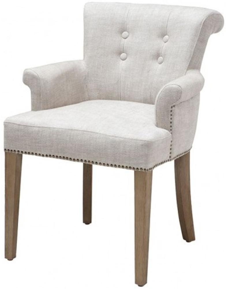 Casa Padrino Luxus Stuhl mit Armlehne Weiß - Luxus Kollektion Bild 1
