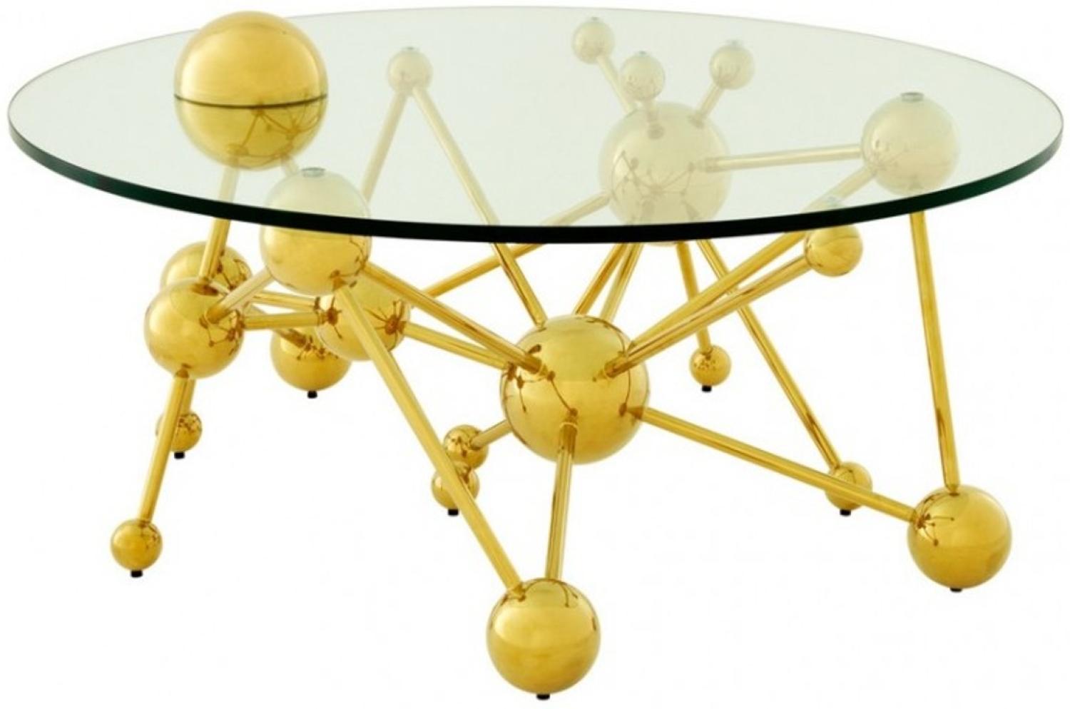 Casa Padrino Luxus Couchtisch Edelstahl / Glas Gold Astronomy - Art Deco Wohnzimmer Tisch Bild 1