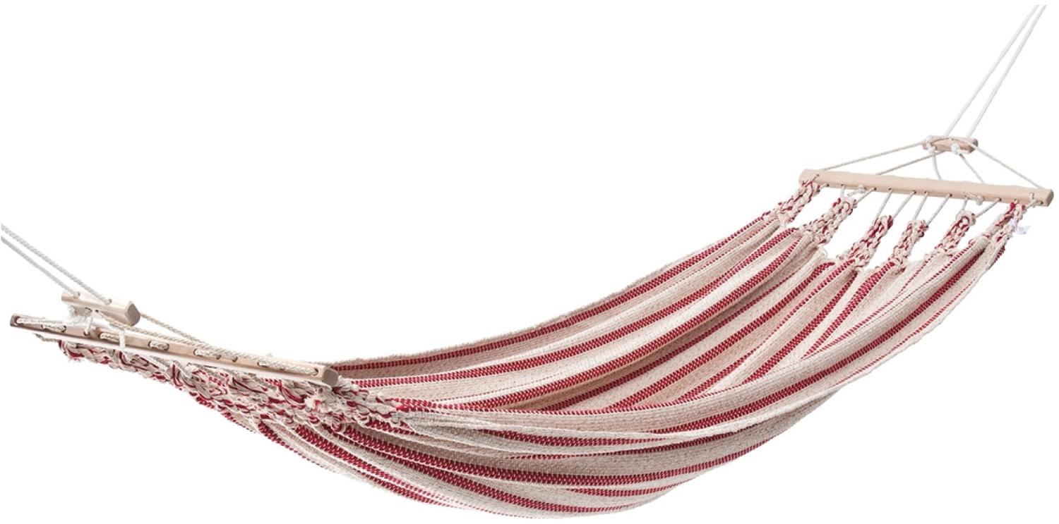 CHICO Einzelhängematte aus Baumwolle Beige-rot Bild 1