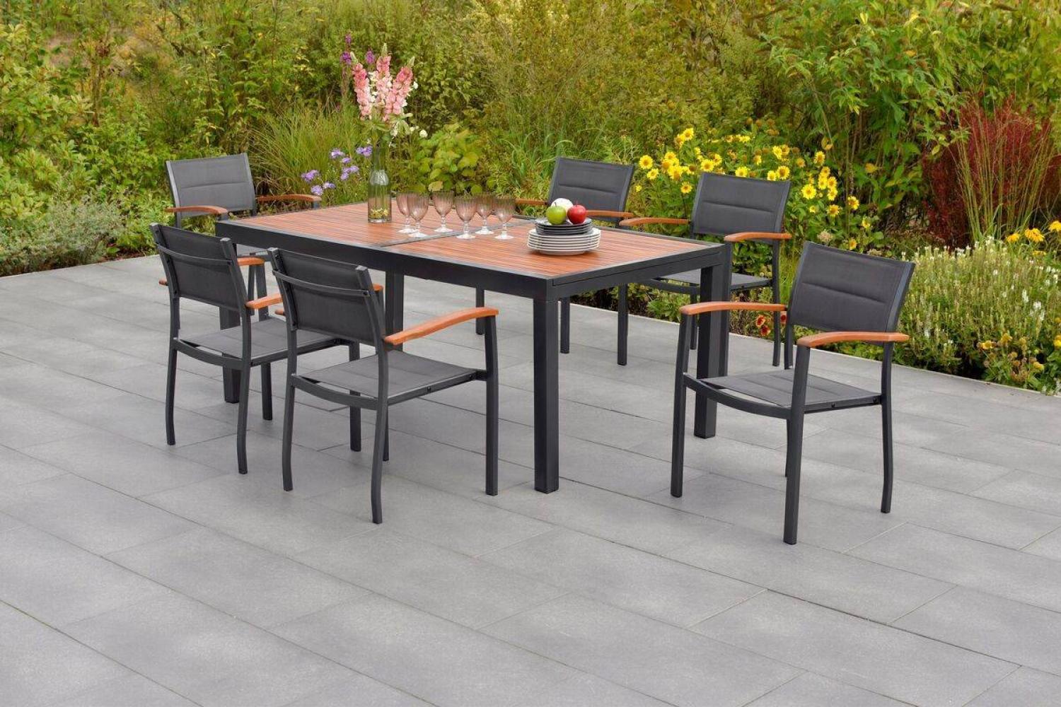 YOURSOL by Merxx Gartenmöbel Set Paxos für 6 Personen mit Ausziehtisch 180 - 240, Stapelstühle Bild 1